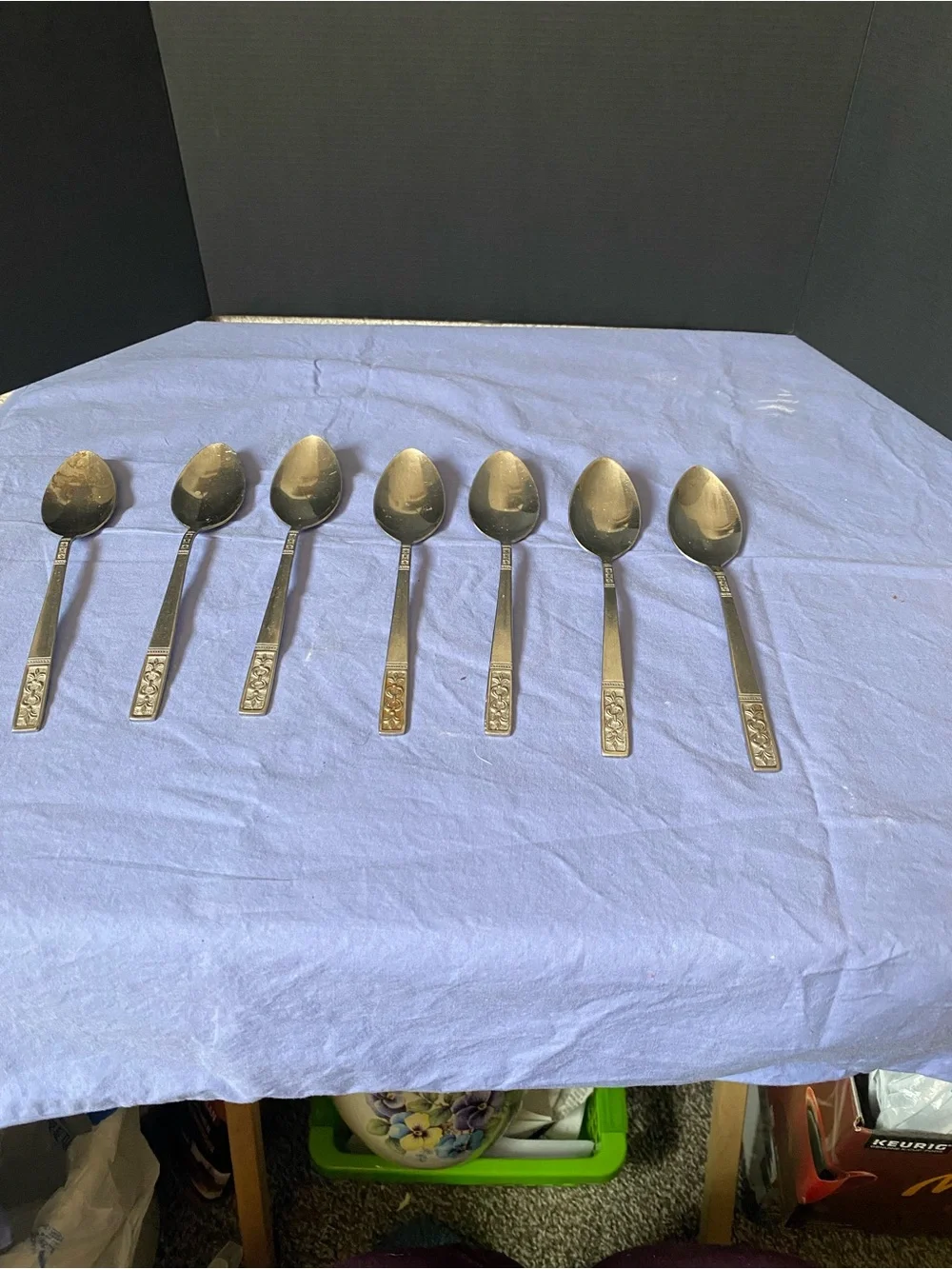 Stainless Steel Decorative Handle Teaspoons - Set of 7